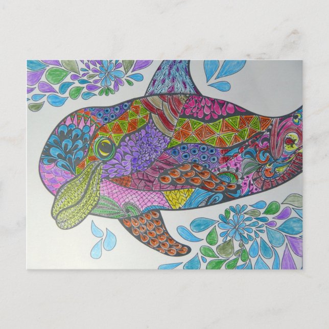 Colorful Dolphin Postcard (Front)