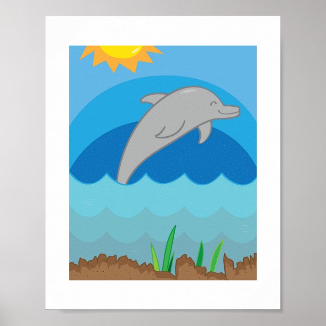 Colorful Dolphin Poster for Children's Room (Front)