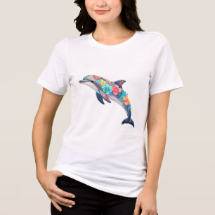 Colorful Dolphin Shirt Floral Ocean Boho Tee