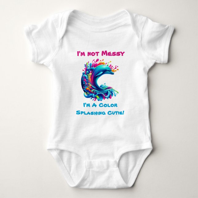 Colorful Dolphin Splash- Baby Bodysuit (Front)