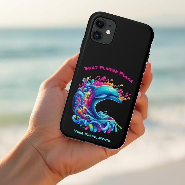 Colorful Dolphin Splash Case-Mate iPhone Case (Dolphin-Colorful Dolphin-Phone Case-Black)