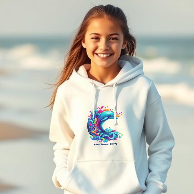 Colorful Dolphin Splash- Hoodie (Dolphin-Colorful Dolphin-Beach Hoodie-Summer Hoodie-Kids)