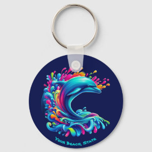 Colorful Dolphin Splash Keychain