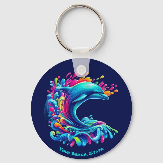 Colorful Dolphin Splash Keychain (Front)
