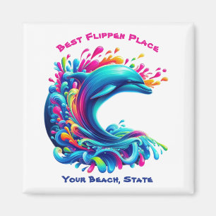 Colorful Dolphin Splash Magnet