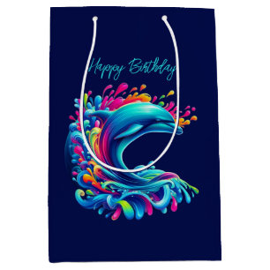Colorful Dolphin Splash Medium Gift Bag