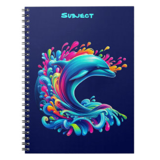 Colorful Dolphin Splash Notebook