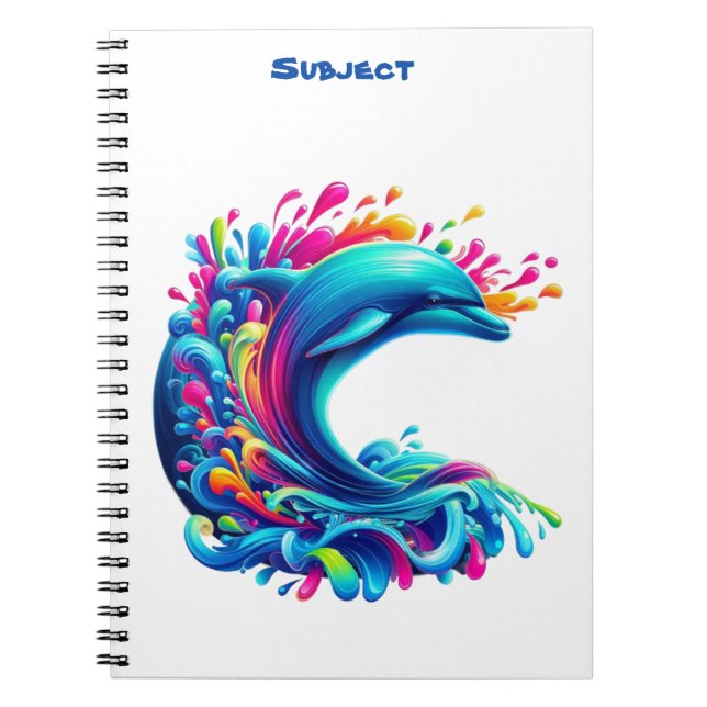 Colorful Dolphin Splash Notebook (Front)