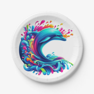 Colorful Dolphin Splash Paper Plates