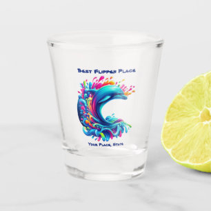 Colorful Dolphin Splash Shot Glass