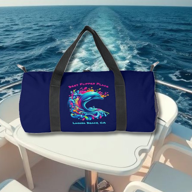 Colorful Dolphin Splash Zippered Pouch Duffle Bag (Colorful Dolphin Splash-Fisherman Core-Dopamine Dressing-Summer Duffel Bag-Beach Duffel Bag)