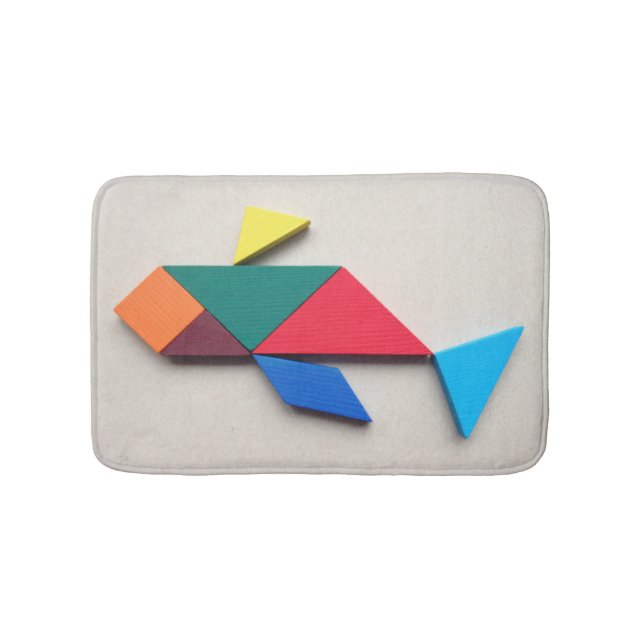 Colorful Dolphin Tangram Bath Mat (Front)