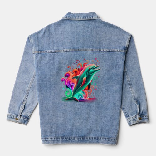 Colorful Dolphin Womens  Denim Jacket