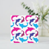 Colorful Dolphins Pattern Hot Pink Teal Blue (Standing Front)