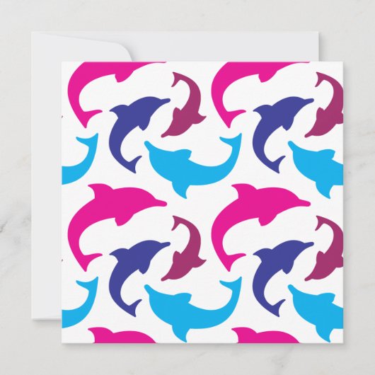 Colorful Dolphins Pattern Hot Pink Teal Blue (Front)