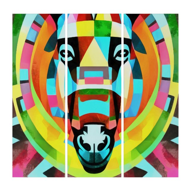 Colorful Donkey Geometric Art Abstract (Front)