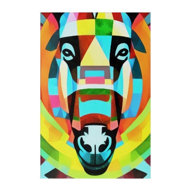 Colorful Donkey Geometric Art Abstract (Front)