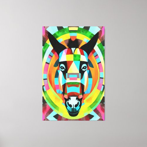 Colorful Donkey Geometric Art Abstract Canvas Print