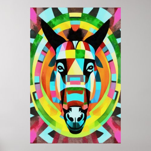 Colorful Donkey Geometric Art Abstract Poster