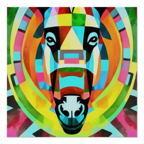 Colorful Donkey Geometric Art Abstract Poster