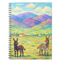 Colorful Donkeys in Mountain Meadow Artistic
