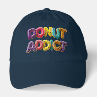 Colorful Donut Addict Sprinkle Typography Hat