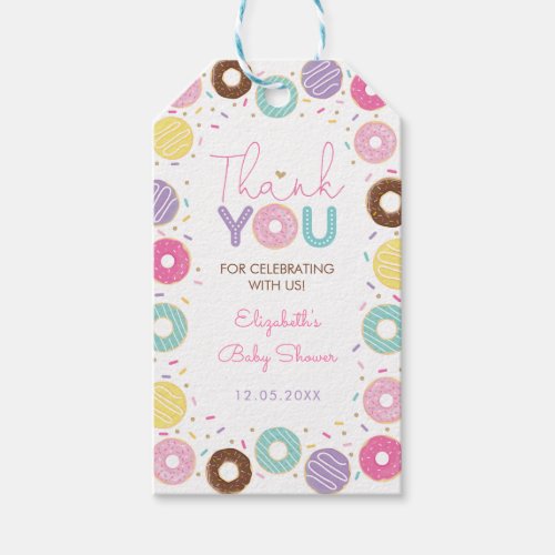 Colorful Donut Donut Sprinkles Thank You Gift Tags