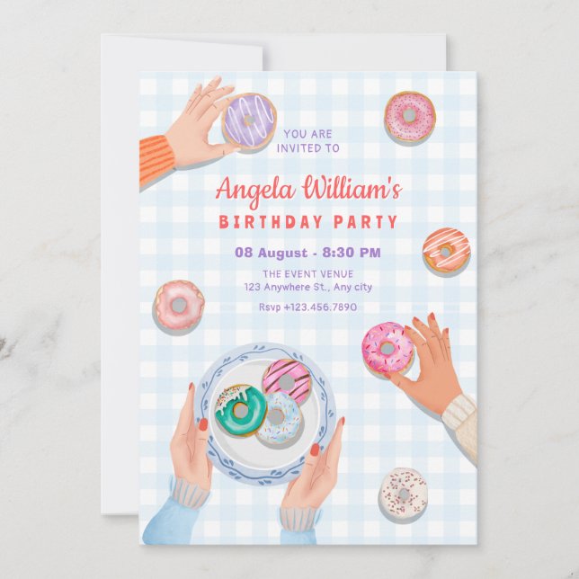 Colorful Donut Party Invitation (Front)