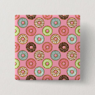 Colorful Donut Pattern Cute Sweet Treats Button
