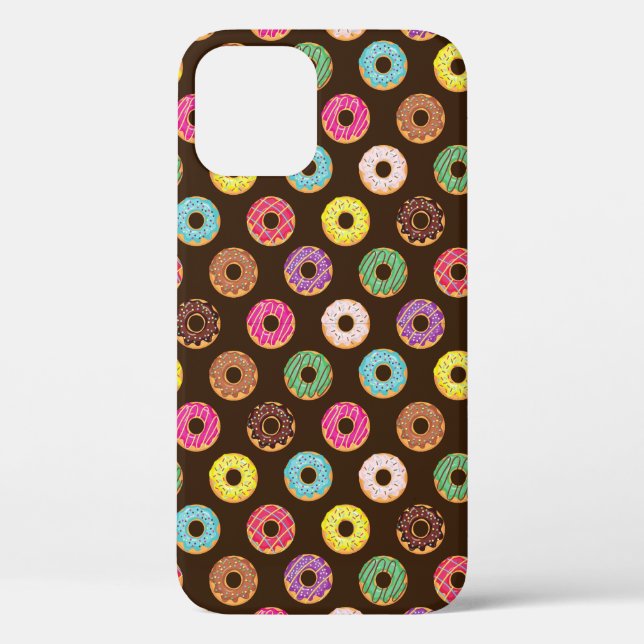 Colorful Donut Pattern In Chocolate Case-Mate iPhone Case (Back)