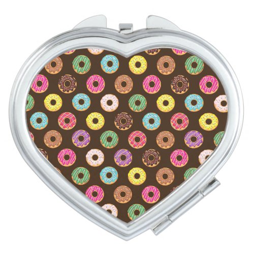 Colorful Donut Pattern In Chocolate Compact Mirror