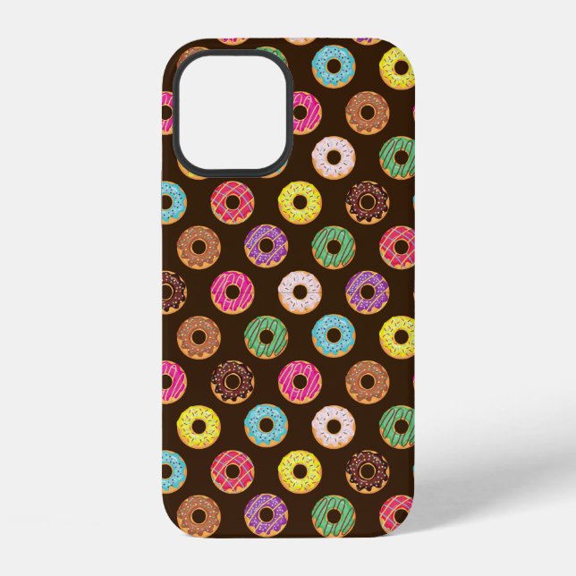 Colorful Donut Pattern In Chocolate Iphone Case (Back)