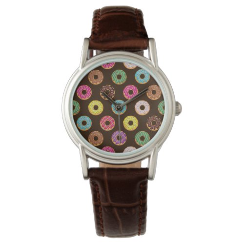 Colorful Donut Pattern In Chocolate Watch