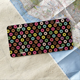Colorful Donut Pattern License Plate
