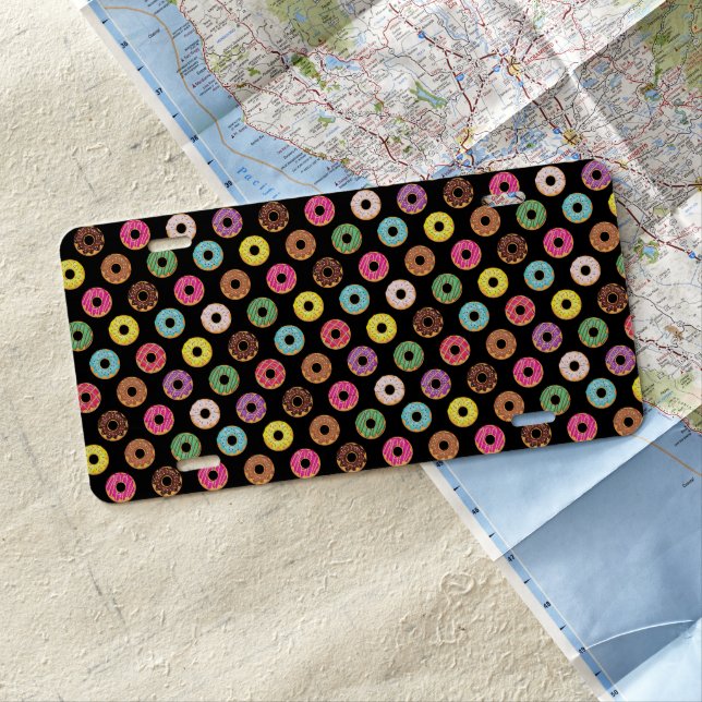 Colorful Donut Pattern License Plate (In Situ)