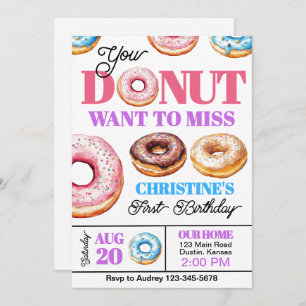 Colorful Donut's Any Age Birthday Party Invitation
