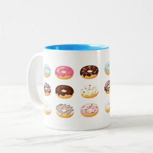 Colorful Donuts Background Two-Tone Coffee Mug