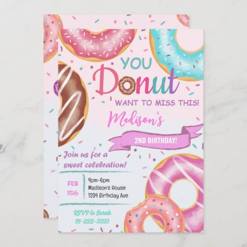 Colorful Donuts Birthday Invitation