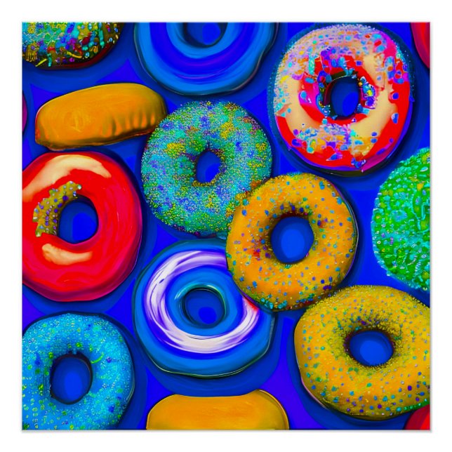 Colorful Donuts Blue  Poster (Front)