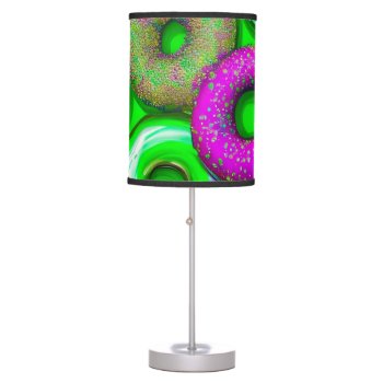 Colorful Donuts Green Table Lamp by BlakCircleGirl at Zazzle