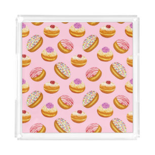 Colorful Donuts: Hand Drawn Watercolor Acrylic Tray