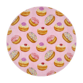Colorful Donuts: Hand Drawn Watercolor Cutting Board