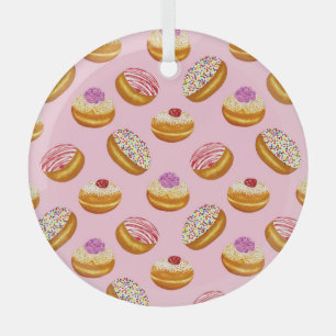 Colorful Donuts: Hand Drawn Watercolor Glass Ornament