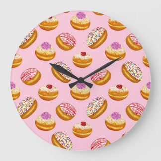 Colorful Donuts: Hand Drawn Watercolor Large Clock