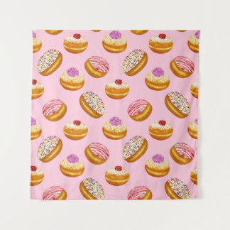 Colorful Donuts: Hand Drawn Watercolor Tapestry