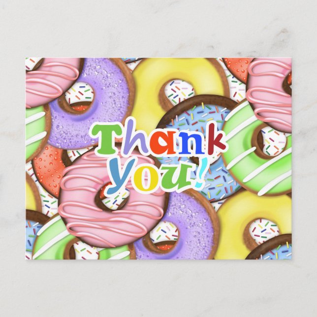 Colorful Donuts Sprinkles Thank You Postcard (Front)