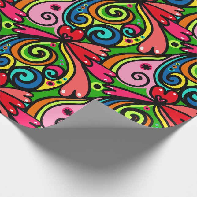 Colorful Doodle All Occasion Birthday Gift Wrapping Paper (Corner)