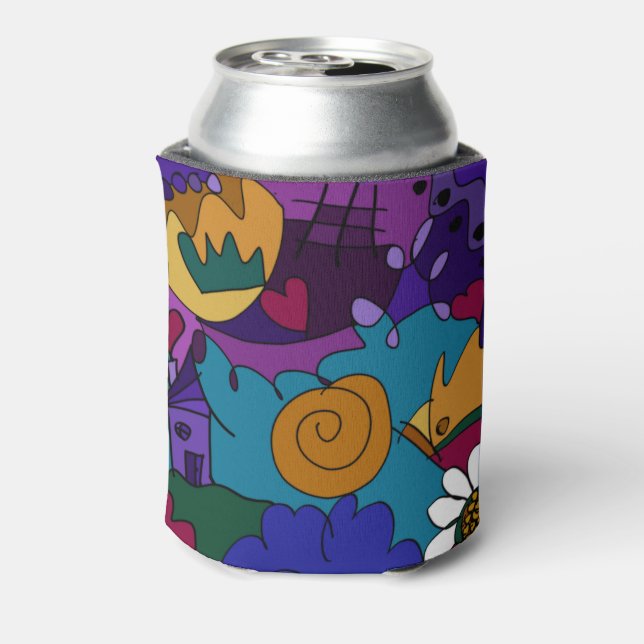Colorful Doodle Art Can Cooler (Can Back)