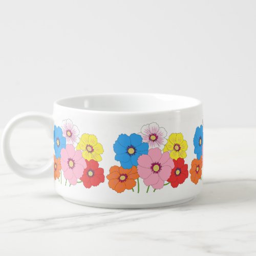 Colorful Doodle Art Flowers  Floral Porcelain Bowl