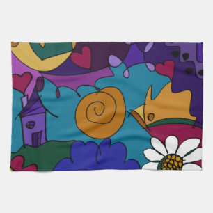 Colorful Doodle Art Fun Unique Kitchen Towel
